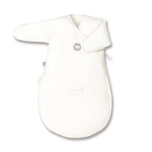 Baby Boum Unisex Baby 60cm Long Super Soft Velvet Sleeping Bag with Arms and Scratch Mitts Milky White 0-3 Months