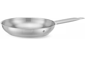 HENDI Poêle à Frire sans Couvercle, 2,7L, Fond Sandwich à Induction, Compatible Gaz, Électrique, Céramique, Induction et Lave-Vaisselle, Manche Long Isolant, Ø280x(H) 50mm, Inox, Aluminium