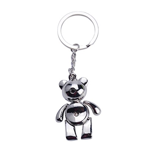 LIOOBO Mignon Ours Porte-clés en Métal Porte-clés De Voiture Porte-clés Sac À Main Sac Décoration Cadeau Porte-clés Argent
