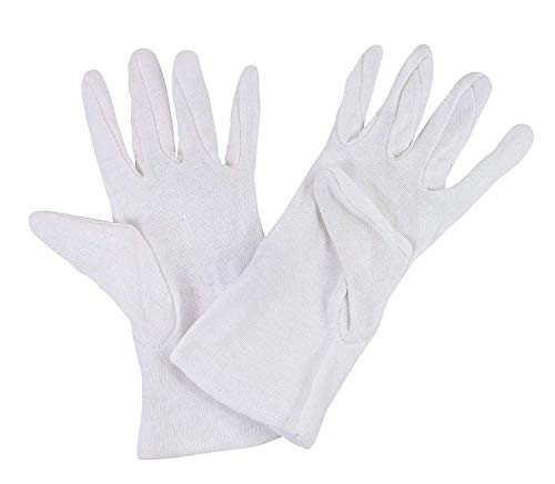 12 Paar Baumwoll Trikot Handschuhe Baumwollhandschuhe weiß gebleicht Trikothandschuhe Größe: (small Gr. 7)
