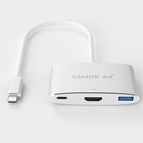 [4Kx2K UHD] Aluminium USB3.1 Multiport Typ C auf HDMI / USB3.0 Ein weiblicher / Typ-c Buchse Adapter, USB C HUB mit Stromversorgung für Macbook 12in 2015/2016, MacBook Pro 2016, Google Chromebook Pixel 2015 - 6