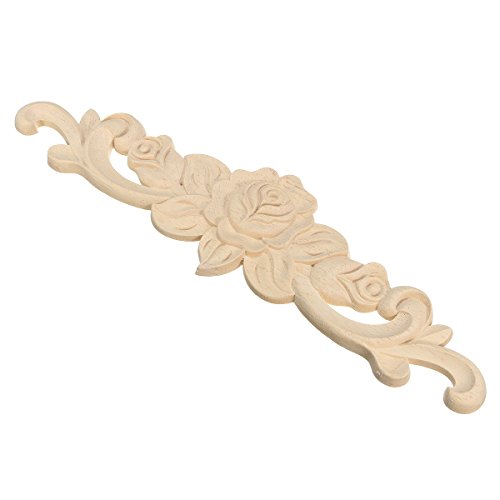 2pcs Holz Schnitzerei Schrank Möbel Ecke Verziehrung Ornament Holzornamente Handgemacht 35*8cm