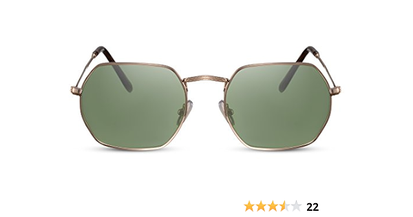Cheapass Occhiali da Sole Hexagon d'Oro Verdi Retro Metallo UV400 Maschi  Femmine : Amazon.it: Abbigliamento