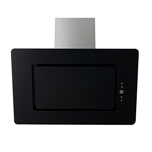 Preisvergleich Produktbild Modern und Qualitativ Kopffreie Dunstabzugshaube / Schräg Haube / Diagonal Wandhaube VLANO FREYA 900 BLACK / 90 cm / schwarz Glas Design / Touch Control / ECO LED / 50 dB / Extra leiser Motor / INKL Rückschlagventil / INKL Abluftrohr (ca 2m )