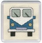 Textile HeritageCounted Cross Stitch Kit - Coaster Kit- Camper Van (Blue)