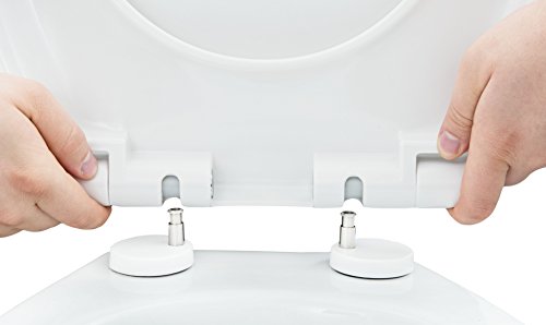 Cornat WC-Sitz Aneto, Edelstahlscharniere, Absenkautomatik, Abnehmbar, Duroplast, 1 Stück, weiß, KSANSCOH00 - 6