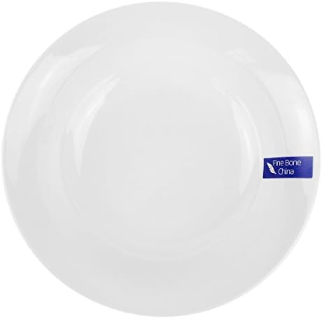 WINCANG 8" Fine Bone China Soup Plate, Set of 4 - White (8'', White)