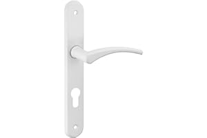 Serrurerie de Picardie - Ensemble de poignées pour porte d'entrée Hebe trou de cylindre, entr'axes 195mm, laqué blanc