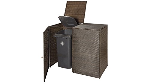 HANSE GARTENLAND Mülltonnenbox, für 2×120 l aus Polyrattan, B/T/H: 129/66/109 cm braun - 3