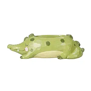 GeekGoodies Crocodile Shape Green Mini Resin Flowerpots Vase for Home/Office Decoration