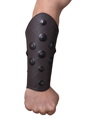 Preisvergleich Produktbild Battle-Merchant Panzerstulpe in braun mit Vierkantriemen - Armstulpe - Lederstulpe - Armschützer Mittelalter LARP