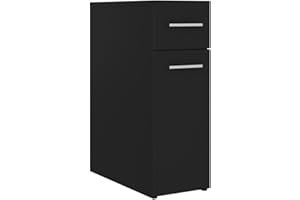 ‎VIDAXL vidaXL Apothekerschrank Nischenschrank Nischenregal Miniregal Schrankchen Küchenschrank Standschrank Schrank Schwarz 20x45,5x60cm Holzwerkstoff