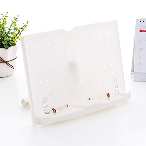 WSDF Soporte para Libros, Soporte de plástico para Libros de Lectura, Soporte Ajustable para Libro de Cocina, Receta, iPad, Tablet PC y más, Blanco, Tamaño Libre