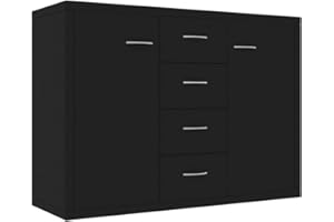 ‎VIDAXL vidaXL Sideboard, Kommode mit viel Stauraum, Schrank mit 4 Schubladen 2 Türen, Mehrzweckschrank Anrichte für Wohnzimmer, Schwarz 88x30x65cm Holzwerkstoff