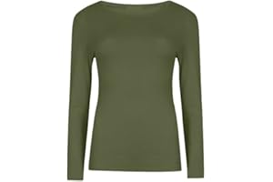 PRETTY ATTITUDE New Ladies Long Sleeve Round Neck Plain Basic Women's Stretch T-Shirt