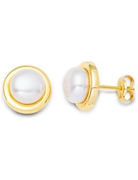 Miore Damen-Ohrstecker 9 Karat (375) Gelbgold Perlen 7 mm MA9075E