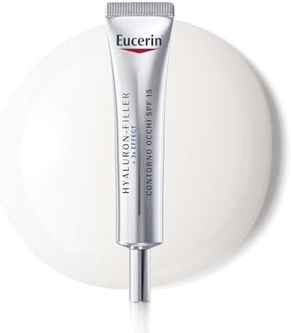 Eucerin Hyaluron-Filler Contorno Occhi SPF15 15 ml, Crema contorno occhi antirughe e antiage, Formula con Acido Ialuronico e protezione UVA SPF 15 per tutti i tipi di pelle