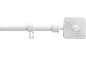 Acomoda Textil – Barra Cortina Extensible de Metal Remate Cuadrado Decorativo. Barra Cortina con Soportes Universal Ideal para Dormitorio, Salón, Cocina y Oficina. (Blanco, 120x210cm)