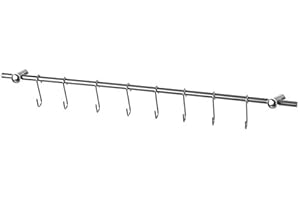 Dream Hogar Barra Colgador de Utensilios Acero Inoxidable Cocina 8 Ganchos 54,5cm
