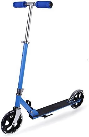 ZEARO Adult Kick Scooter Aluminum Alloy Easy-Folding Urban Commuter Push Cruiser Scooter, 200MM Wheels Adjustable T Handlebar, Rear Brake Blue