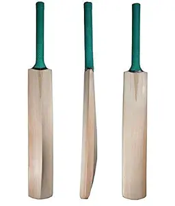 smsai musicals Boys Plain Kashmiri Willow Cricket bat, Full Size (Tennis Ball and Leather Ball Playing), 15+ Year-Green