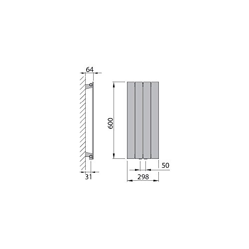 Design Paneelheizkörper Heizkörper Badheizkörper 60 x 30 mit Mittelanschluss - 4