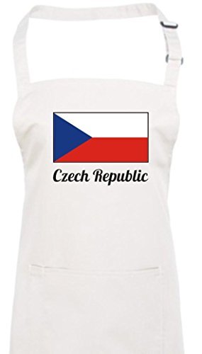 ShirtInStyle Kochschürze Latzschürze CZECH REPUBLIC Tschechien Länderschürze, Farbe Weiß