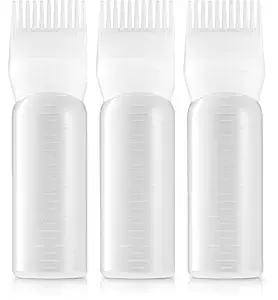 Root Comb Applicator Bottle, 6 ounce with graduated scale, Hair Coloring, Dye and scalp treament essential (Pack of 3)