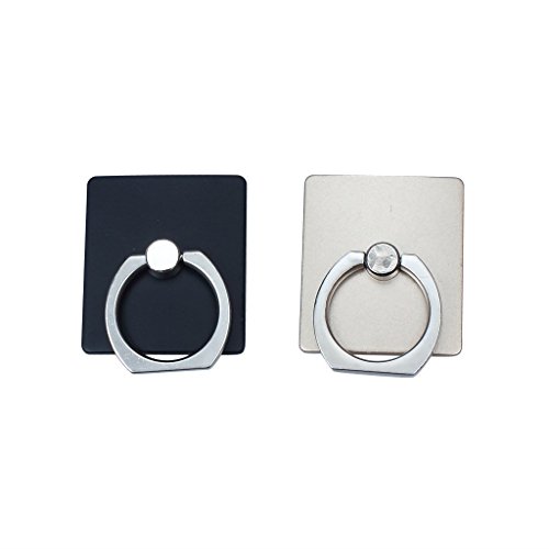 ocona 2er-Set Handyhalter mit Metallring, 360 Grad drehbar, Universal Smartphone Ring Grip (grau, silber)
