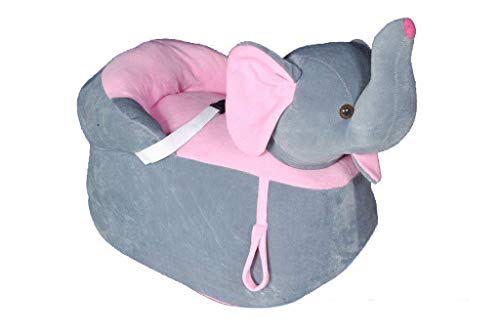 SANA Elephant Shape Imported Premium Quality Soft Toy Chair/seat for Baby Sitting/Soft Toy Chair for Kids Birthday (Color- Grey, Size- 42cm)