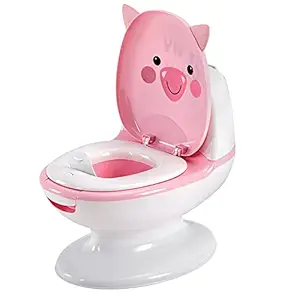 Polka Tots Western Style Potty Training Seat with Lid Flush Sound Music Button Removable for Kids (Piggy)