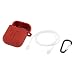 Produktbild Kreema AirPod Fall Hautschutz Halter Haut Schutzhulle Wasserdicht Stosfest Silikon Slim + Locking Keychain Karabiner + Kopfhorer Anti-Lost Strap fur Apple AirPod Lade Fall Zubehor (Rot)