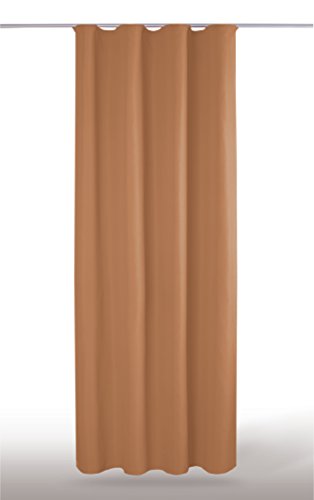 Dekoschal Gardine blickdicht Universalband Kräuselband Microsatin, Auswahl: sandgrau – schlamm 140x245cm - 6