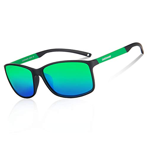 Queshark Gafas de Sol Deportivas Polarizadas Para Hombre Perfectas Para Esquiar Golf Correr Ciclismo 14.5g Ultraligero Para Hombre Mujer (C02)