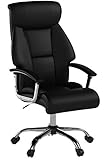 Amoiu Chaise de Bureau Fauteuil de Bureau Fauteuil pour Ordinateur en Similicuir avec Dossier Élargi, Grand Assis Rembourré, avec Soutien Tete Confortable et Coussin Doublé, Noir