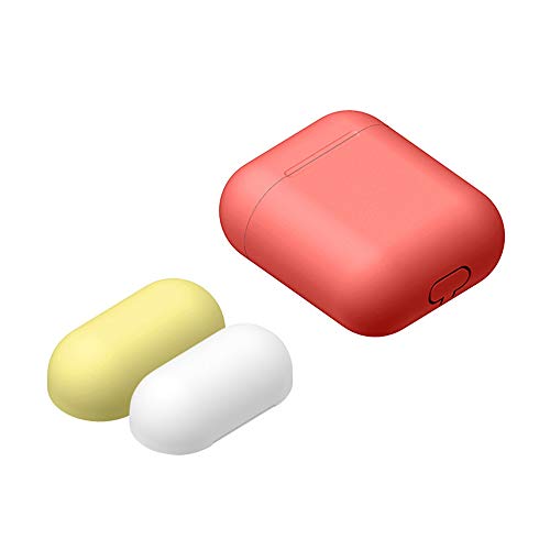 Étui Protecteur AirPods - 3 Capuchons Protection Compatible avec Apple AirPods 1 & 2 (Témoin LED Non Visible) en Silicone Protecteur Rouge - Slopow