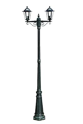VIDAXL Lampadaire extérieur double hauteur 230 cm vert foncé