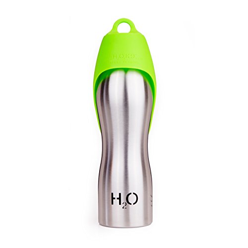 H2O4K9-Stainless-Steel-Dog-Water-Bottle-and-Travel-Bowl-Large-700-ml-Lime-Green