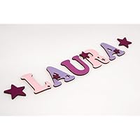 Holzbuchstaben in toller Farbkombination für die Kinderzimmertür. Einzigartige Kinderzimmerdekoration. Handbemaltes Unikat. Als Wunschname individualisierbar / Inklusive 2 Sternmotiven in passenden Farben