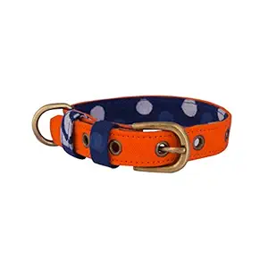 PetWale Orange with Blue Dog Collar - (Size : Small)