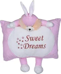 PE World Bunny Rabbit Sweet Dream Baby Pillow with Hands and Legs Size 40*40 cm Pink