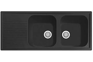 Lavello composito cucina Plados a due vasche più scolapiatti PL1162 (Nero matt)