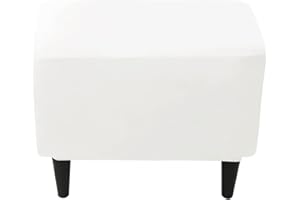 JHLD Stretch Ottoman Cover Velvet, Footstool Protector Covers Rectangle Ottoman Slipcovers 1 Piece Storage Ottoman Slipcover Small For dogs cats -White-1 Piece