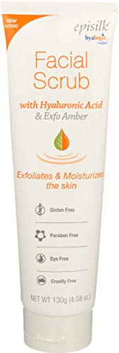Hyalogic Episilk Facial Scrub - Contains Hyaluronic Acid & Exfo-Amber - Great For Sensitive Skin - No Harmful Parabens - Lightly Exfoliates Skin - High Quality Formula Skin Care - 4.58 oz by Hyalogic