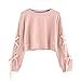 Produktbild Subfamily Frauen Casual Lace Up Langarm Pullover Crop Top Solid Sweatshirt Frauen Casual Lace Langarm Pullover Top Solid Color Sport Sweatshirt Damen