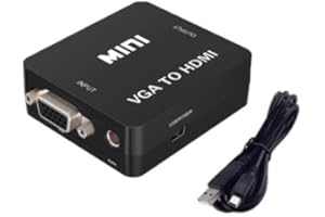 MR. GADGET'S SOLUTIONS VGA to HDMI, 1080P Full HD Mini VGA to HDMI Audio Video Converter Adapter Box with USB Cable and 3.5mm Audio Port Cable Support HDTV for PC Laptop Display Computer Projector (Black)