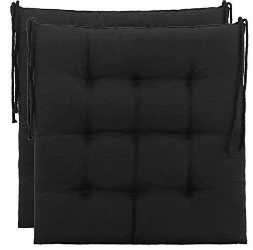 Brandsseller - Cojín decorativo de asiento para silla de jardín, 9 pespuntes, varios diseños, poliéster, Negro
, 2er-Paket