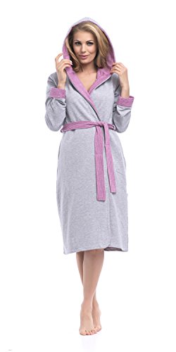 dn-nightwear Damen Bade- und Morgenmantel mit Kapuze - 2
