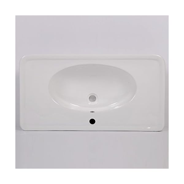 900 Vanity Unit with Basin for Bathroom Ensuite - Soft Closing Traditional Storage in Matte White Finish - 3 Deep Fill Drawers - Inset Ceramic Hand Wash Sink - (Dimensions ** Furniture Cabinet - Height: 835mm, Width: 745mm, Projection: 425mm, Drawer Depth: 400mm ** Basin Height: 80mm, Basin Width: 915mm, Basin Projection: 485mm) - Image 5