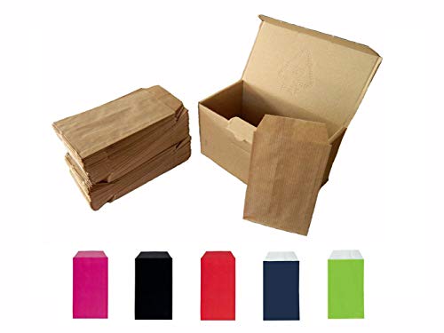 yearol K04. 250 enveloppes sacs de papier kraft légères sans anses. Spécial pour cadeau, Boutique, commerce, bijoux, bijoux, scrapbooking, etc. 7 cm x 12 cm 60 gr/m2.